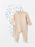 LC Waikiki Crew Neck Long Sleeve Printed Baby Boy Jumpsuit 2-Pack